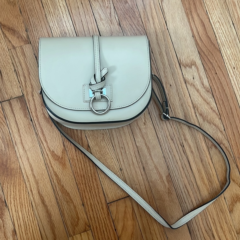 White (bone color) leather crossbody purse
